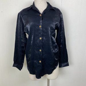 Vintage Alice Stuart Pewter Metallic Button Up S